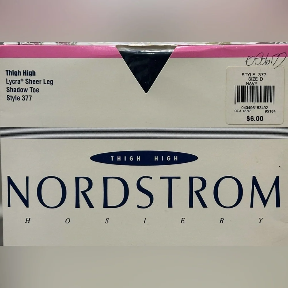 Vintage‎ Y2K Nordstrom Hosiery Thigh High Lycra Sheer Leg Shadow Toe Navy Size D